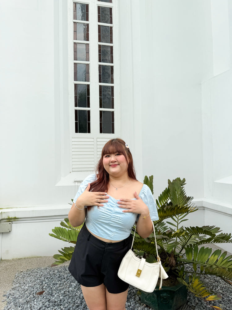 Molly Ribbon Embroidery Top (Blue)