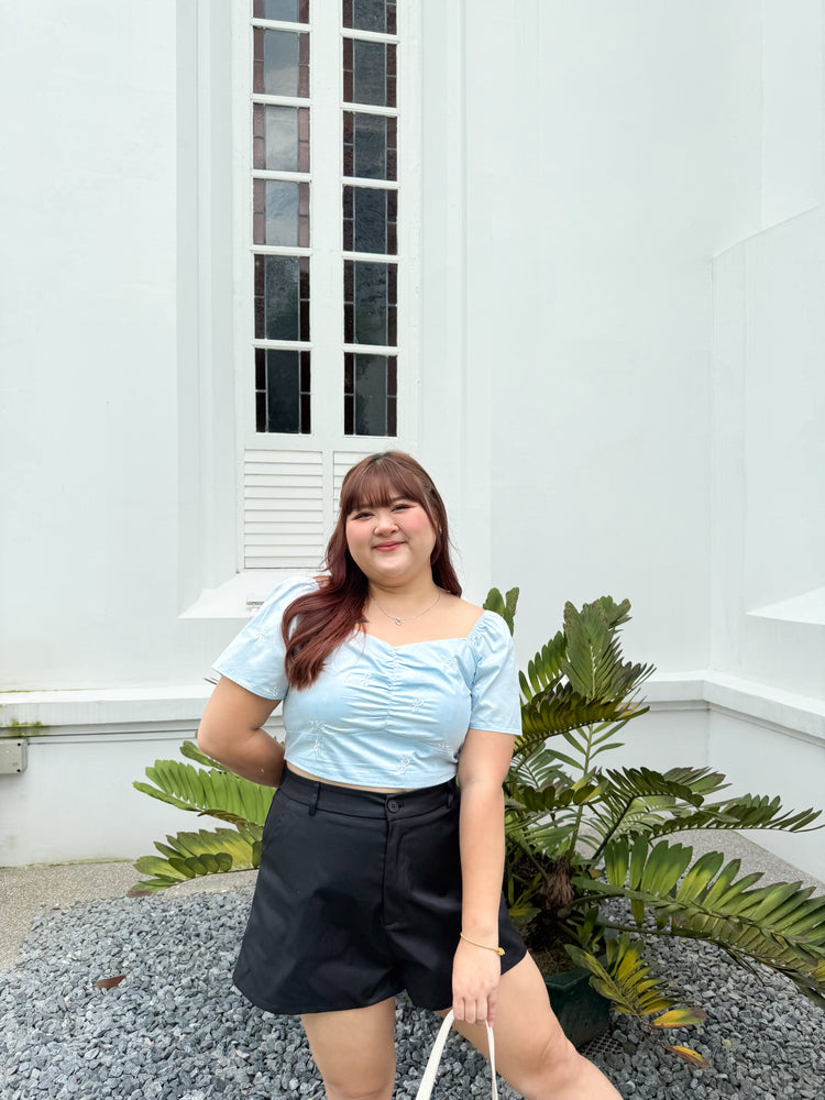 Molly Ribbon Embroidery Top (Blue)