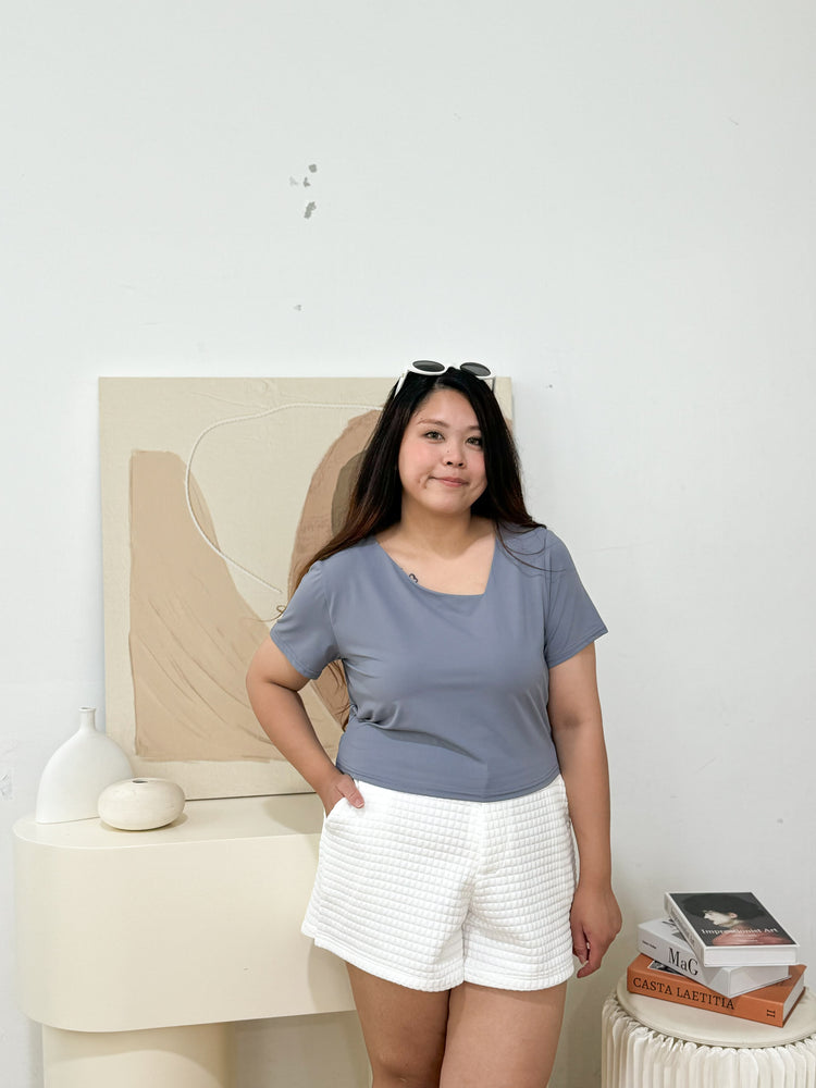 Sonya Basic Slant Top (Grey blue)