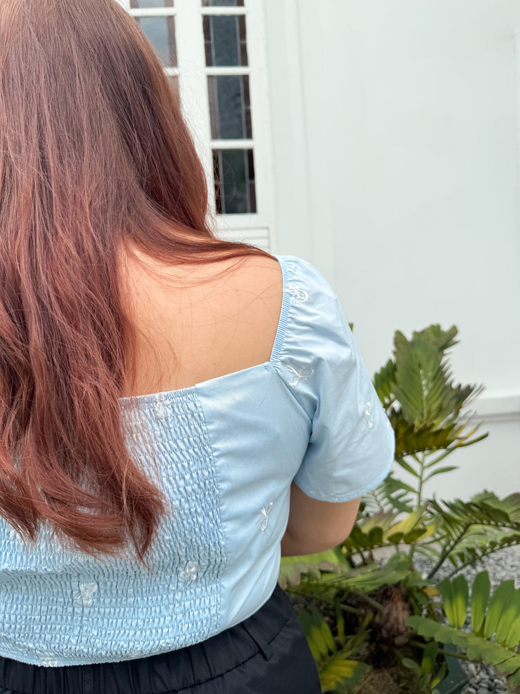 Molly Ribbon Embroidery Top (Blue)