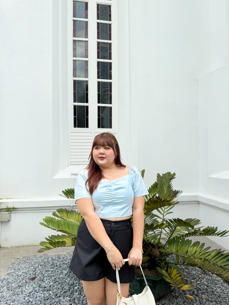 Molly Ribbon Embroidery Top (Blue)